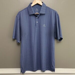 Mens Rhoback blue houndstooth polo shirt Sz L